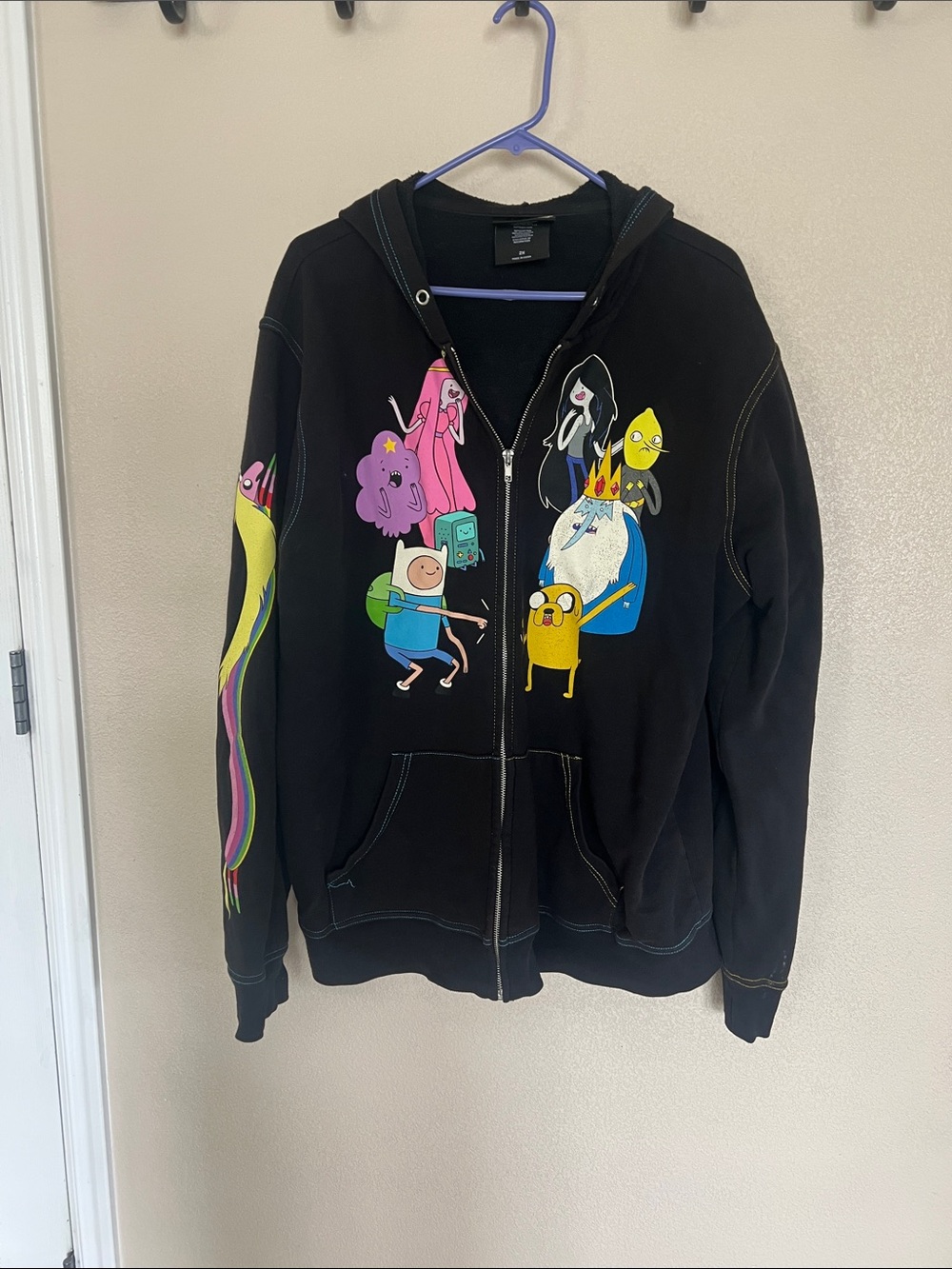 Men’s Black Adventure Time Zip-Up Hoodie - Cartoon Characters